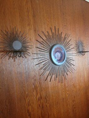 3pc Style Sunburst Wall Set Large 23" Starburst Mirror & Matching Pair of 11"